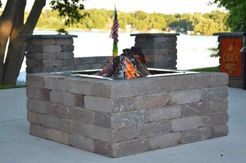 Firebuggz Heavy Duty Stainless Steel Fire Pit Ring Insert for Outdoors - 24" Square Insert, 32" Outside Flange, 9" Height
