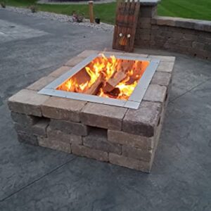 Firebuggz Heavy Duty Stainless Steel Fire Pit Ring Insert for Outdoors - 24”x 36” Rectagular Insert, 32”x 44” Outside Flange, 9" Height