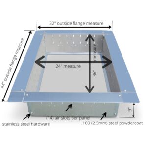 Firebuggz Heavy Duty Stainless Steel Fire Pit Ring Insert for Outdoors - 24”x 36” Rectagular Insert, 32”x 44” Outside Flange, 9" Height