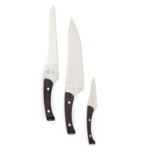 knork pakkwood cutlery chef knife, 3 + 1 piece set, silver