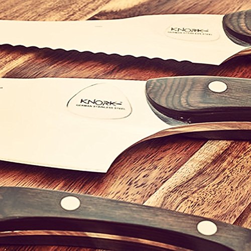Knork Pakkwood Cutlery Chef Knife, 3 + 1 Piece Set, Silver