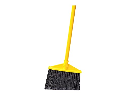 Rubbermaid Commercial 637500Gy Angled Large Broom, Poly Bristles, 46 7/8-Inch Metal Handle, Yellow/Gray