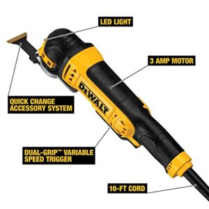 DEWALT Oscillating Tool, 3-Amp, Includes Wood Blades, Sandpaper and Tool Bag, Corded (DWE315K)