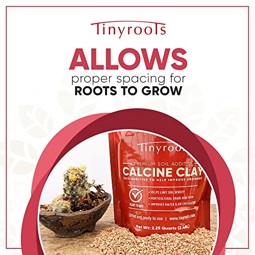 Tinyroots Clay Soil for Plants, 2.25 Quart Bag, Bonsai Tree Soil Additive, Turface Clay Holds Moisture, Provides Drainage and Aids in Root Development