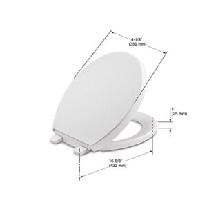 KOHLER 4009-0 Reveal Round Toilet, Grip-Tight Bumpers, Quiet-Close Seat, Quick-Attach Hardware, White