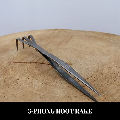 Tinyroots Tool Kit for Bonsai - 3 Piece Set Includes: Traditional Butterfly Shaped Bonsai Shears, Genuine Japanese Hemp Broom, Three Pronged Rake & Bamboo Storage Case + Bonsai Tools