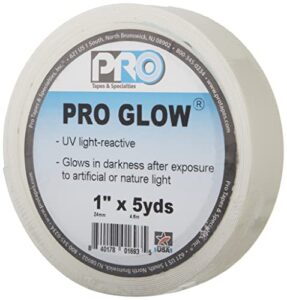 protapes pro glow phosphorescent vinyl glow in the dark tape, 18 mils thick, 5 yds length x 1" width (pack of 1)