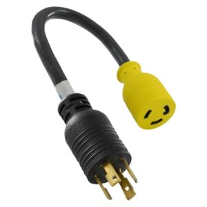 conntek pl1430l630 generator adapter 30-amp 125/250-volt l14-30 4-prong locking plug to 30-amp 250-volt l6-30r female, black