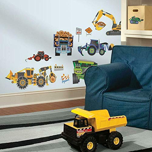 RoomMates SPD0003SCS New Speed Limit-Construction Vehicles Peel & Stick Wall Decals, Multi 10"x18"