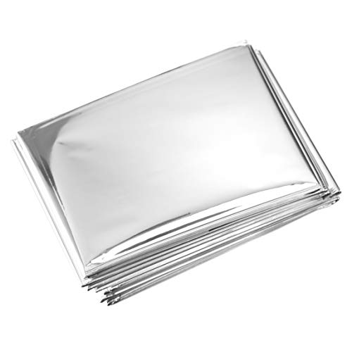 Primacare HB-10 Emergency Foil Mylar Thermal Blanket (Pack of 10), 52" Length x 84" Width, Silver