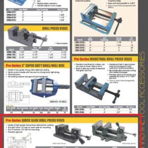 HHIP 3900-0183 Pro-Series High Grade Iron Quick Slide Drill Press Vise, 3" Width x 1.25" Depth Jaw, 3.5" Jaw Opening (Pack of 1), Silver