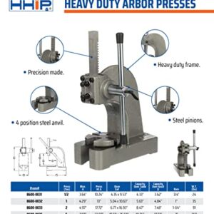 HHIP 8600-0031 Heavy Duty Arbor Press, .5 Ton Capacity, 10" Height (Pack of 1)