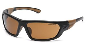 carhartt carbondale safety sunglasses with sandstone bronze lens black/tan