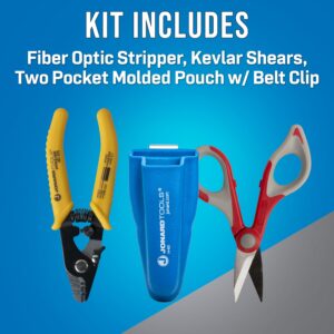 Jonard Tools TK-350 Fiber Optic Stripper & Kevlar Shears Kit – Featuring Molded Pouch to Securely Hold 3 Hole Fiber Stripper and Kevlar Cutting Shears – Ideal for Fiber Technicians