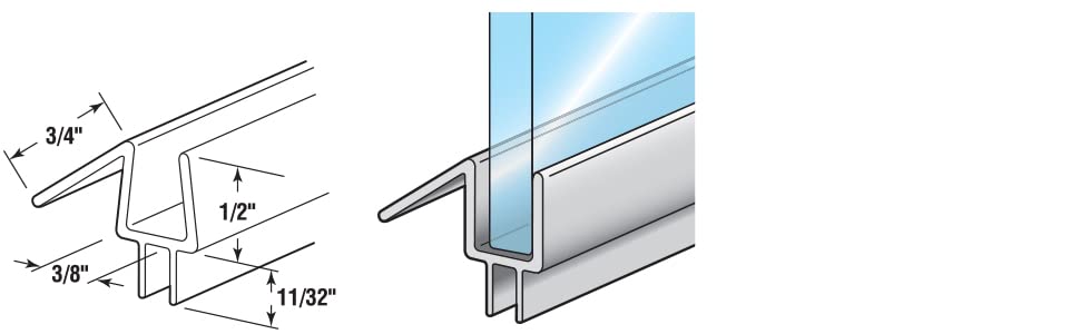 Prime-Line M 6258 Frameless Shower Door Bottom Seal for 3/8 In. Thick Glass Doors – Stop Shower Leaks and Create a Water Barrier, 36 In., Clear Vinyl (Single Pack)