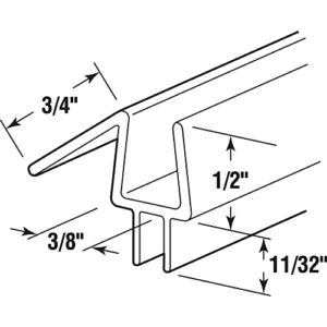 Prime-Line M 6258 Frameless Shower Door Bottom Seal for 3/8 In. Thick Glass Doors – Stop Shower Leaks and Create a Water Barrier, 36 In., Clear Vinyl (Single Pack)