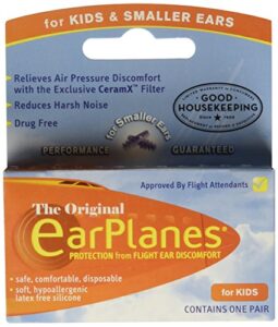 earplanes childrens ear plugs disposable for flight sound noise and air protection, 1 pair