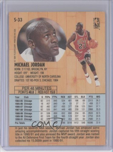 Michael Jordan (Basketball Card) 1991-92 Fleer Tony's Pizza - [Base] #S-33