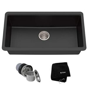 kraus kgu-413b undermount single bowl granite kitchen sink, 31 inch, black