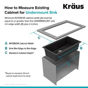 Kraus KGU-413B Undermount Single Bowl Granite Kitchen Sink, 31 Inch, Black