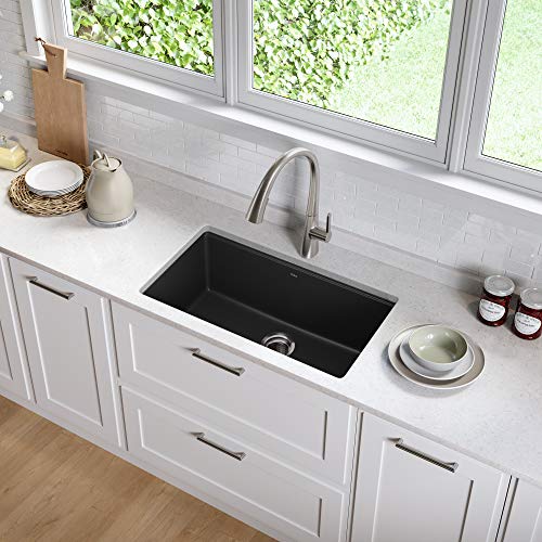 Kraus KGU-413B Undermount Single Bowl Granite Kitchen Sink, 31 Inch, Black