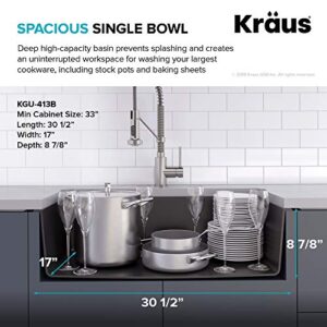 Kraus KGU-413B Undermount Single Bowl Granite Kitchen Sink, 31 Inch, Black