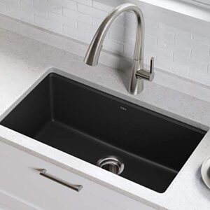 Kraus KGU-413B Undermount Single Bowl Granite Kitchen Sink, 31 Inch, Black