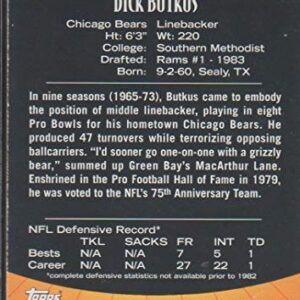 Dick Butkus football card (Chicago Bears) 2001 Topps Vintage Best VB DB