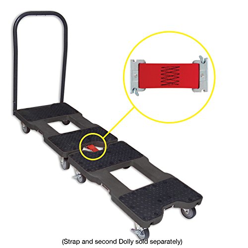 SNAP-LOC 1500 LB Push CART Dolly Black with Steel Frame, 4 inch Casters, Push Bar and Optional E-Strap Attachment