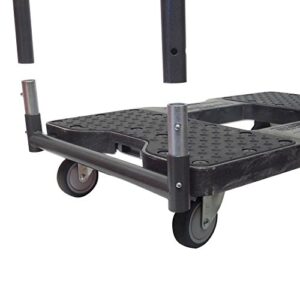 SNAP-LOC 1500 LB Push CART Dolly Black with Steel Frame, 4 inch Casters, Push Bar and Optional E-Strap Attachment