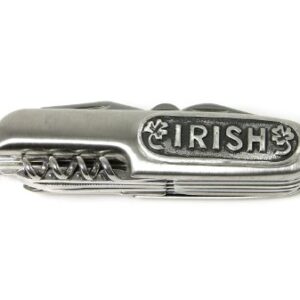 Pocket Knife Irish & Shamrocks Mullingar Pewter Stainless Steel