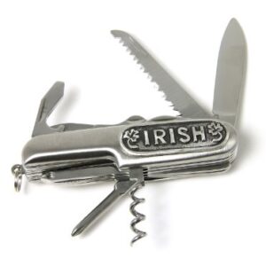 Pocket Knife Irish & Shamrocks Mullingar Pewter Stainless Steel