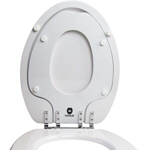 TOPSEAT TinyHiney Potty Elongated Toilet Seat, Adult/Child, w/Chromed Metal Hinges (Elongated White)