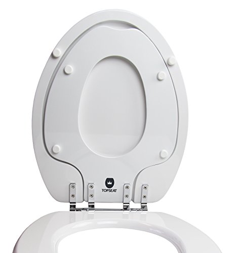 TOPSEAT TinyHiney Potty Elongated Toilet Seat, Adult/Child, w/Chromed Metal Hinges (Elongated White)