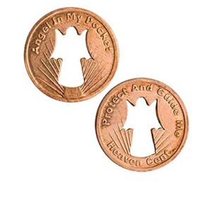 sterling gifts angel pennies protect guide me, cut-out angel, copper - pack 50 penny coins