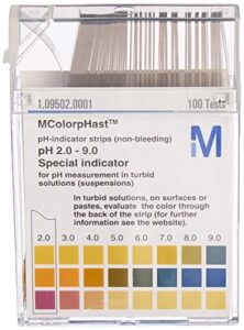 emd millipore 1.09502.0001 mcolorphast ph-indicator strip, 2.0-9.0 ph range, plastic box (pack of 100)