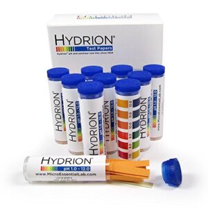 micro essential hydrion 165/1-12 wide range ph test strip with colorimetric chart, 1-12 ph range (case of 10)