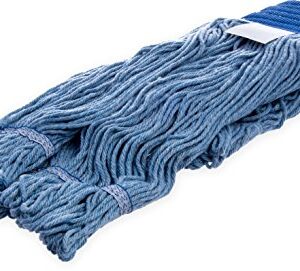 SPARTA Flo-Pac Cotton Mop Head, Loop-Ended, Wide Band with 5" Blue Band for Organized Cleaning, X-Large, Blue, (Pack of 12)