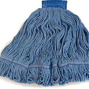 SPARTA Flo-Pac Cotton Mop Head, Loop-Ended, Wide Band with 5" Blue Band for Organized Cleaning, X-Large, Blue, (Pack of 12)