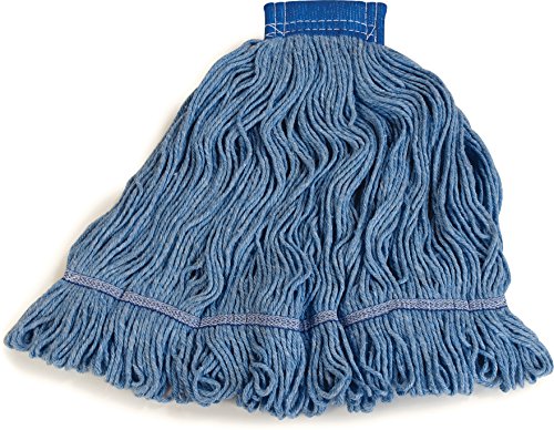 SPARTA Flo-Pac Cotton Mop Head, Loop-Ended, Wide Band with 5" Blue Band for Organized Cleaning, X-Large, Blue, (Pack of 12)