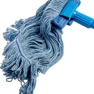 SPARTA Flo-Pac Cotton Mop Head, Loop-Ended, Wide Band with 5" Blue Band for Organized Cleaning, X-Large, Blue, (Pack of 12)