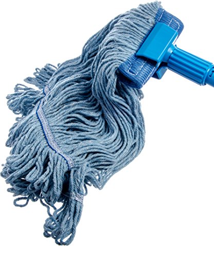 SPARTA Flo-Pac Cotton Mop Head, Loop-Ended, Wide Band with 5" Blue Band for Organized Cleaning, X-Large, Blue, (Pack of 12)