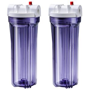 iSpring HC14X2 10" Transparent Water Filter Housings 1/2" Inlet/Outlet, RO/Aquarium, 2 Pack