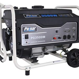 Pulsar 3,500W Portable Gas-Powered Generator with Mobility Kit PG3500M, 3500W, Black & White