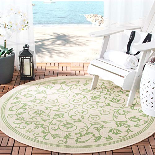 SAFAVIEH Courtyard Collection Accent Rug - 2' x 3'7", Navy & Beige, Scroll Design, Non-Shedding & Easy Care, Indoor/Outdoor & Washable-Ideal for Patio, Backyard, Mudroom (CY2098-268)