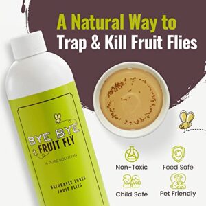 Bye Bye Fruit Fly - Natural Fruit Fly Killer, Liquid Fly Traps for Indoors, Pure Solution Fruit Fly Traps for Indoors Refill Liquid, Safe Near Pets, Food, & Kids, 16 oz