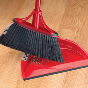 O-Cedar Anti-Static Premium Dustpan with Broom Cleaning Cones, Red
