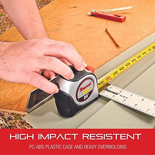 Starrett Exact Plus Retractable Imperial/Metric Pocket Tape Measure with Nylon Coating and Black Anodized Steel Belt Clip - 1.06" Width x 16' Length - KTXP106-16ME-N