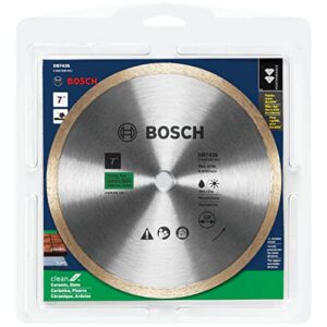 BOSCH DB743S 7 In. Standard Continuous Rim Diamond Blade with 5/8 In. Arbor for Clean Cut Wet/Dry Cutting Applications in Tile, Ceramic, Slate