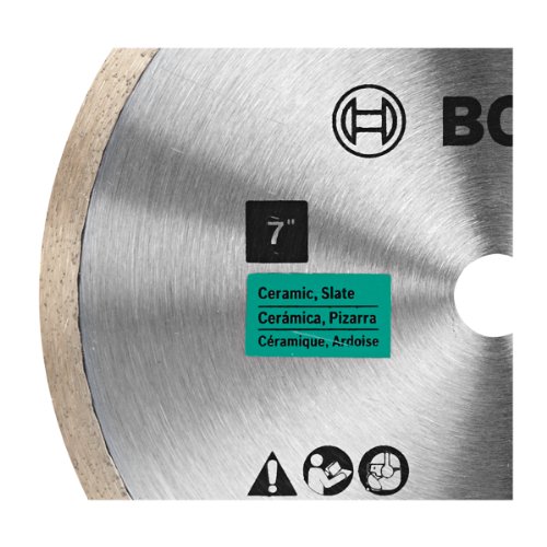 BOSCH DB743S 7 In. Standard Continuous Rim Diamond Blade with 5/8 In. Arbor for Clean Cut Wet/Dry Cutting Applications in Tile, Ceramic, Slate